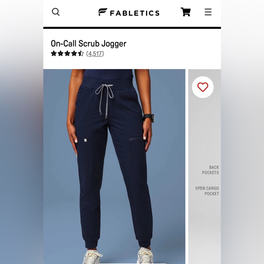 Fabletics Navy On-Call Scrub Jogger. Size Large, regular length.